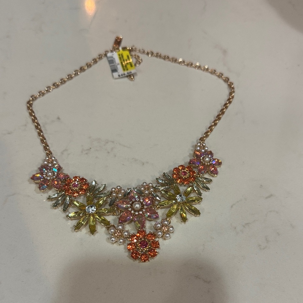 INC International Concepts Floral Necklace with Orange and Yellow Accents